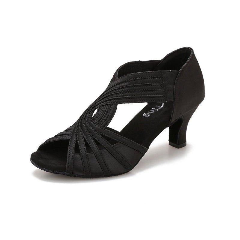 YYTing Ballroom Dance Shoes Women Latin Salsa Practice Dancer Shoes 2.5'' Heels YT02(7, Black) - Image 5